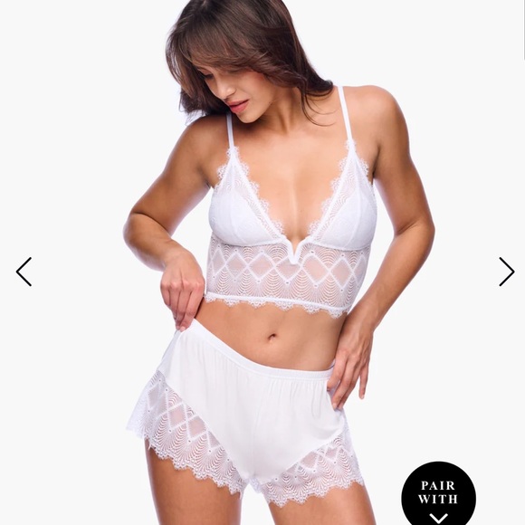 Cosabella Womens Allure Sleep Cami Boxer Pajama Set white lace bridal small S - Picture 1 of 9